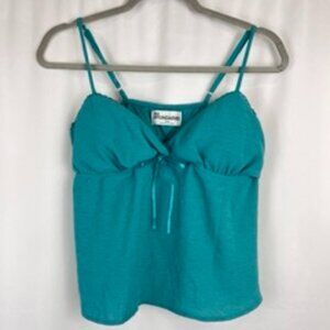 Vintage Y2K Babydoll Tank Top Sm Lace Green No Boundaries Built-In Bra Whimsical